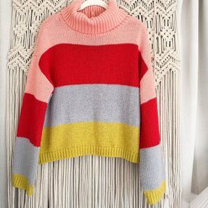 Lumiere Colorblock Turtleneck Sweater Size Medium EUC